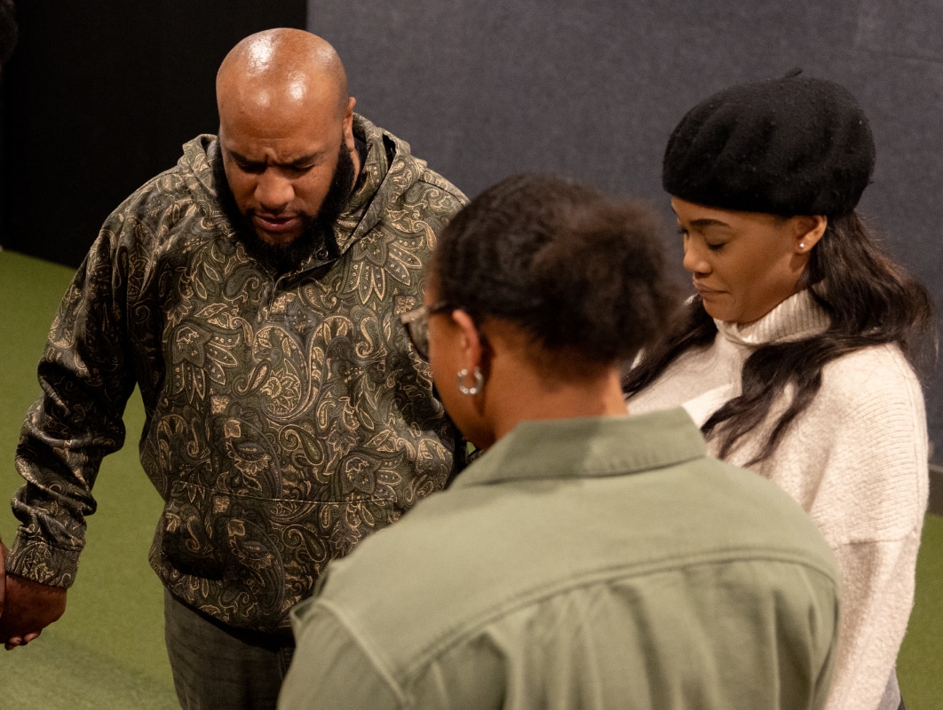 We gather up for prayer at Tribe Nite.